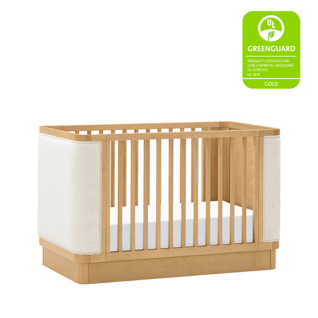 Babyletto Bondi Boucle 4-in-1 Convertible Crib w/ Toddler Bed Kit in Honey with Ivory Boucle
