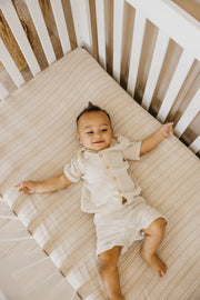 Copper Pearl Premium Knit Fitted Crib Sheet | Clay