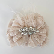 Fancy Feather Ruffled Headband: White