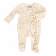 Lovely Leopard Bamboo Waffle Zipper Ruffle Footie: 3-6 months
