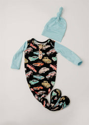 Classic Cruiser | Knot Gown & Hat Set: NB/0-3months