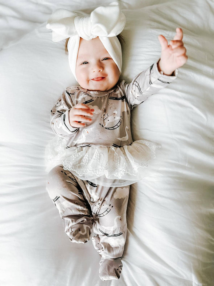 Kryssi Kouture Spring Tutu Jumpsuit - Rocking Mother Goose: 3-6M