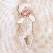 Lovely Leopard Bamboo Waffle Zipper Ruffle Footie: 3-6 months