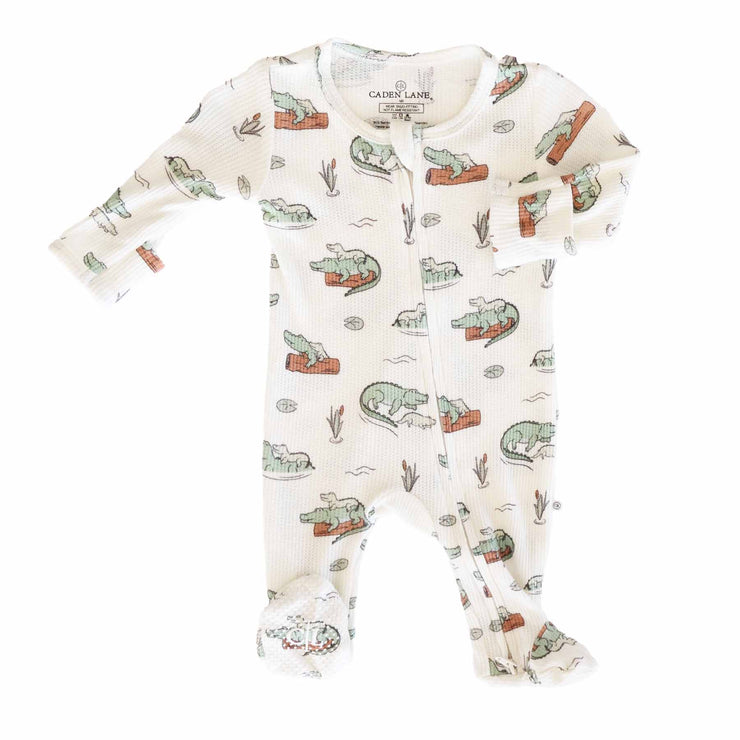Later Gator Bamboo Waffle Zipper Footie: 0-3 months