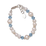 Sterling Silver Baby Birthstone Bracelet w/Freshwater Pearls: Small / May