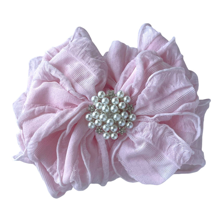 Pearl Ruffled Headband: Bright Red