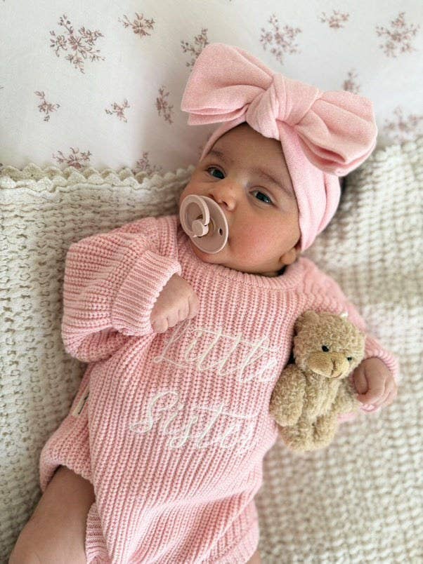 'Little Sister' Announcement Romper | Peony: NB