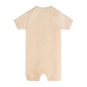 Puppy Dog Applique 3D Knit Baby Romper (Organic Cotton): Oat Heather / 12-18M