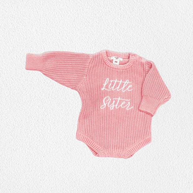 'Little Sister' Announcement Romper | Peony: NB