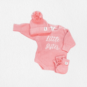 'Little Sister' Announcement Romper | Peony: NB