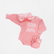 'Little Sister' Announcement Romper | Peony: NB