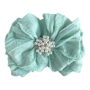 Pearl Ruffled Headband: Bright Red
