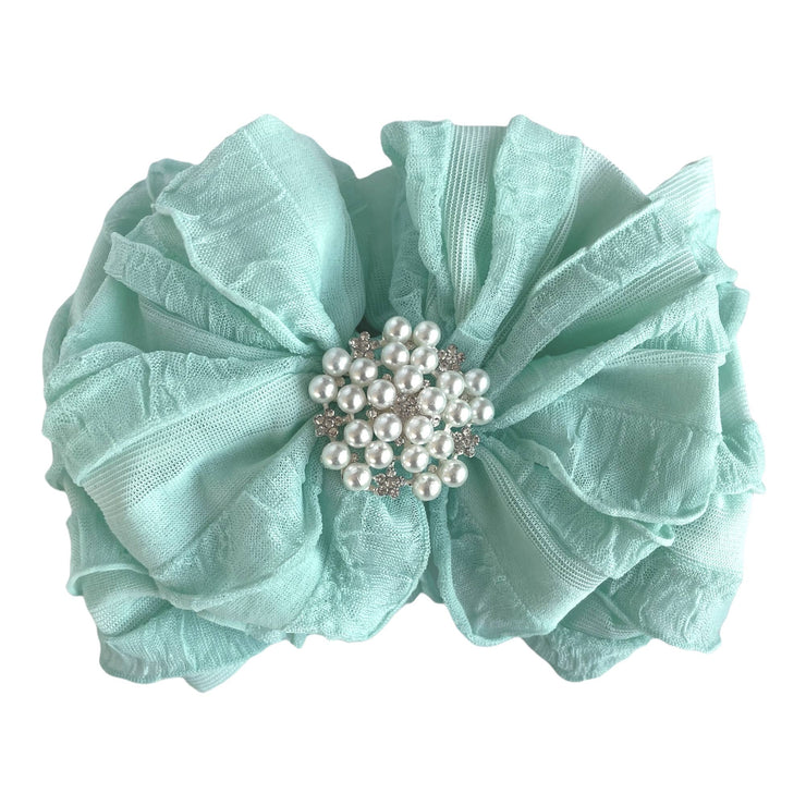 Pearl Ruffled Headband: Bright Red
