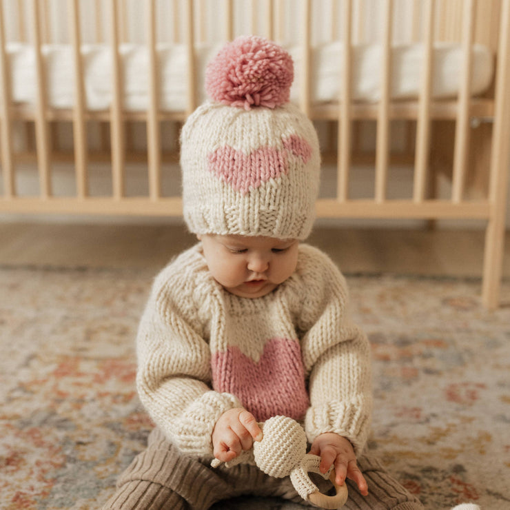 Sweetheart Knit Beanie Hat Rosy Baby & Kids: M (6-24 months)