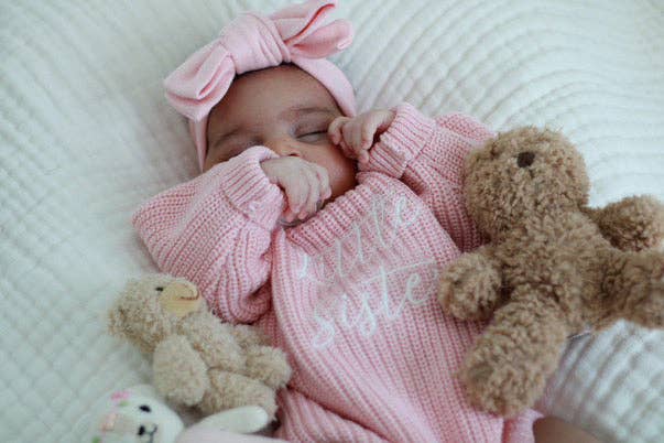 'Little Sister' Announcement Romper | Peony: NB