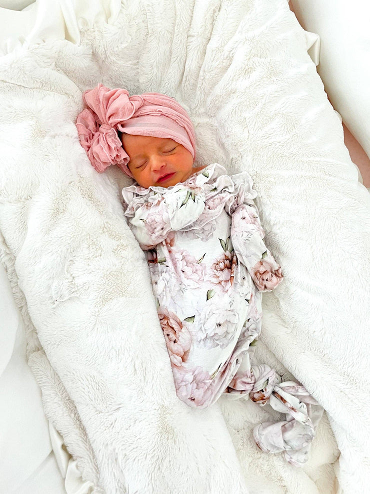 Floral Dreams | Ruffle Knot Gown: NB/0-3