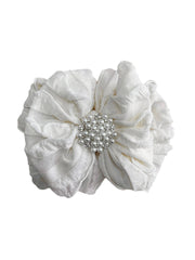 Pearl Ruffled Headband: Bright Red