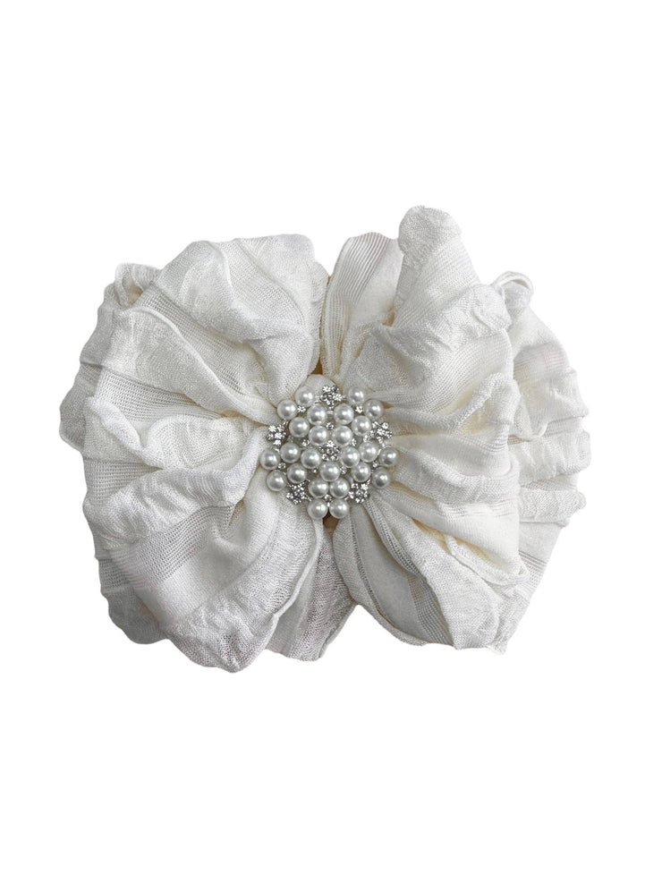 Pearl Ruffled Headband: Bright Red
