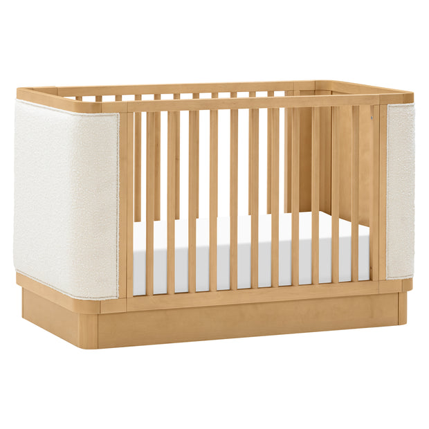 Babyletto Bondi Boucle 4-in-1 Convertible Crib w/ Toddler Bed Kit in Honey with Ivory Boucle