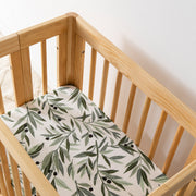 Babyletto Olive Branches Muslin All-Stages Bassinet Sheet in GOTS Certified Organic Cotton
