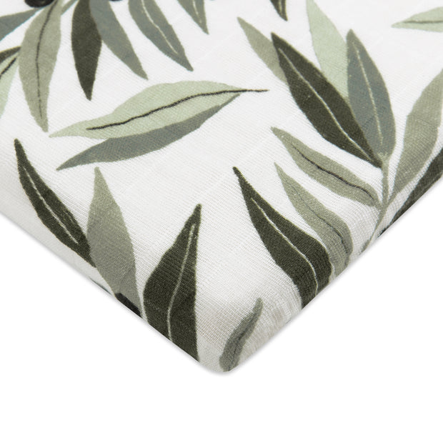 Babyletto Olive Branches Muslin All-Stages Bassinet Sheet in GOTS Certified Organic Cotton
