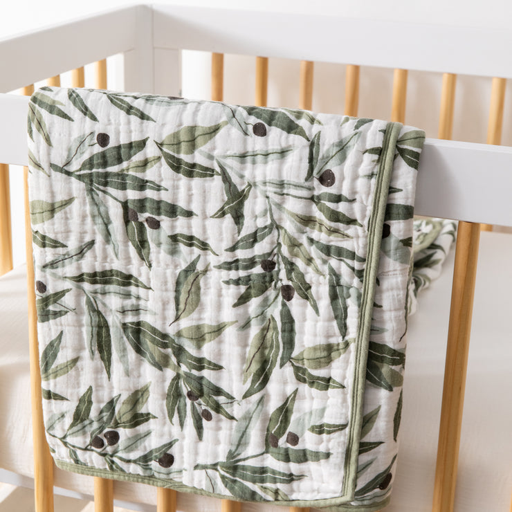 Babyletto Olive Branches Muslin Quilt in GOTS Certified Organic Cotton