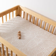 Babyletto Oat Stripe Muslin Mini Crib Sheet in GOTS Certified Organic Cotton