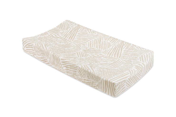 Babyletto Oat Stripes Quilted Muslin Changing Pad Cover in GOTS Certified Organic Cotton