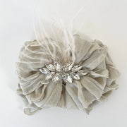 Fancy Feather Ruffled Headband: White