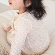 Lovely Leopard Bamboo Waffle Zipper Ruffle Footie: 3-6 months