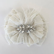 Fancy Feather Ruffled Headband: White