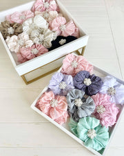 Pearl Ruffled Headband: Bright Red