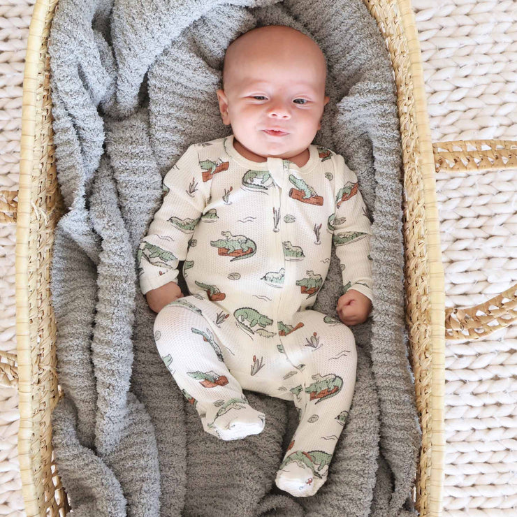 Later Gator Bamboo Waffle Zipper Footie: 0-3 months