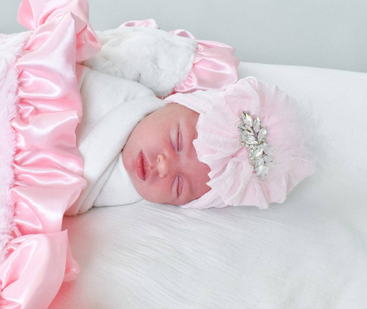 Fancy Feather Ruffled Headband: White