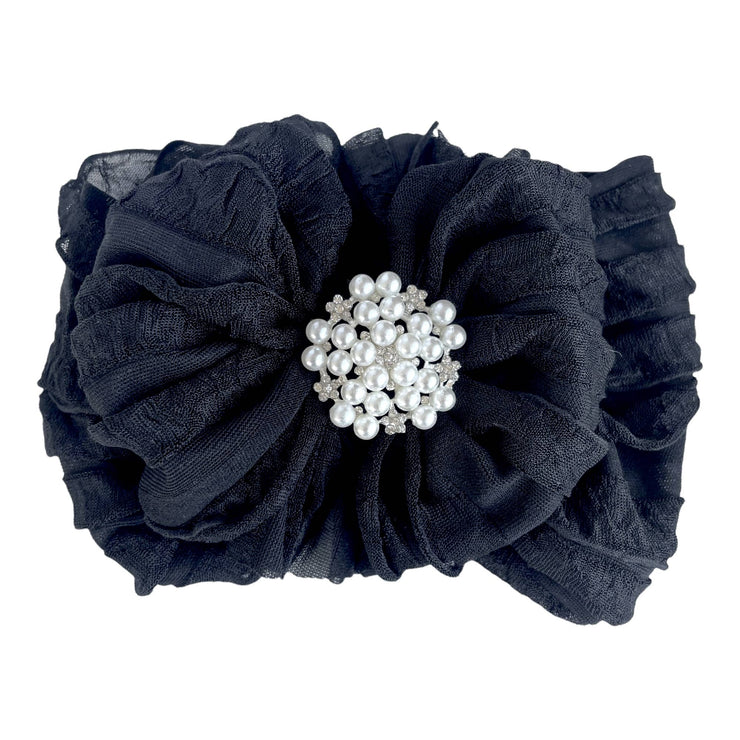 Pearl Ruffled Headband: Bright Red
