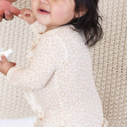 Lovely Leopard Bamboo Waffle Zipper Ruffle Footie: 3-6 months