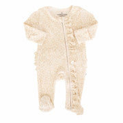 Lovely Leopard Bamboo Waffle Zipper Ruffle Footie: 3-6 months