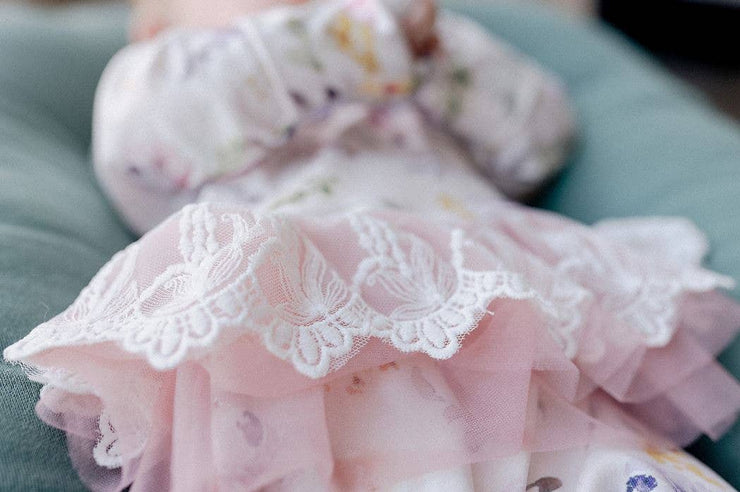 Kryssi Kouture Sienna Tutu Jumpsuit - Pastel Water Color Flo: 0-3M