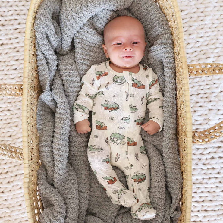 Later Gator Bamboo Waffle Zipper Footie: 0-3 months