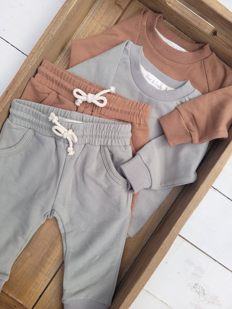 Sweat suit Baby Toddler 2pc Cotton set: Sage / 18-24m