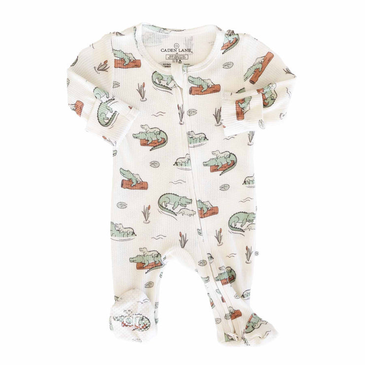 Later Gator Bamboo Waffle Zipper Footie: 0-3 months
