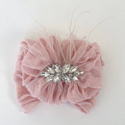 Fancy Feather Ruffled Headband: White