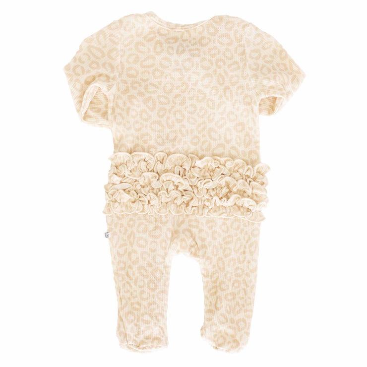 Lovely Leopard Bamboo Waffle Zipper Ruffle Footie: 3-6 months