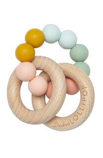 Loulou Lollipop Bubble Silicone and Wood Teether | Rainbow