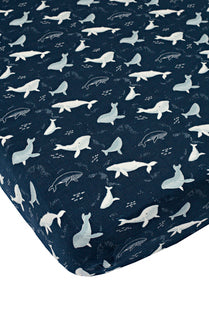 Loulou Lollipop Fitted Crib Sheet | Whales
