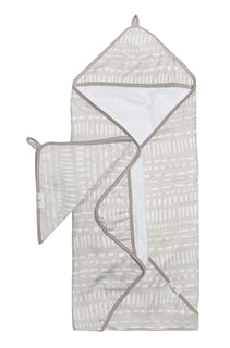 Loulou Lollipop Hooded Towel Set | Grey Mudcloth