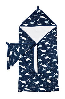 Loulou Lollipop Hooded Towel Set | Whales