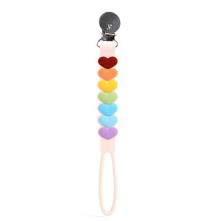 Loulou Lollipop Beadless Pacifier Clip | Sweetheart Rainbow