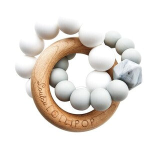 Loulou Lollipop Trinty Silicone & Wood Teether | Grey