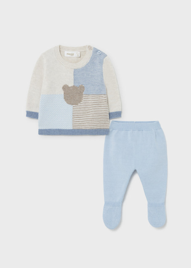 MAYORAL BABY BOY PALE BLUE KNIT 2 PIECE OUTFIT SET